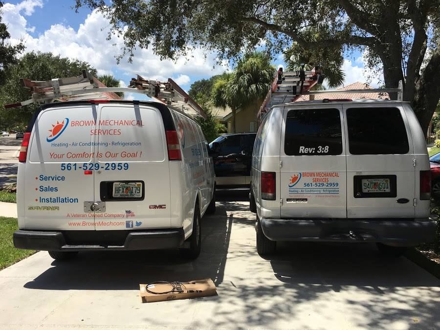 Brown Mechanical Services ac company on the job site of an air conditioning service
