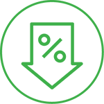 icon indicating lower fixed interest rate on all AC financing options